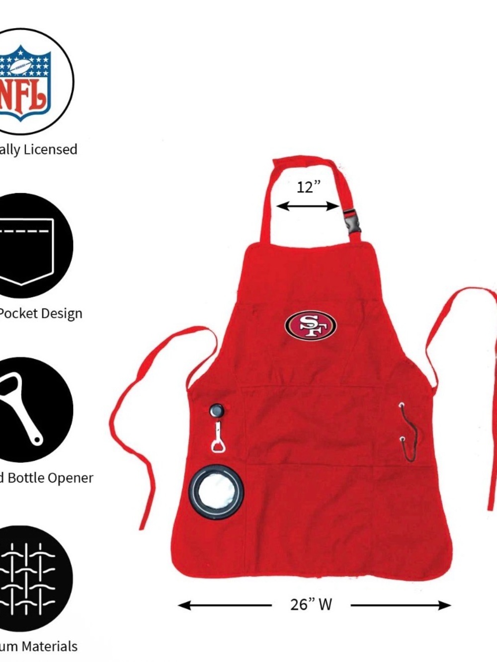 NFL San Francisco 49ers Grill Chef Apron Dad Gift Pockets NWT Party Football